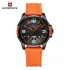 NAVIFORCE 9215 Men Wristwatch Top Brand Luxury Waterproof Calendar Watch Rubber Original Sport Military Army Quartz Male Clock - Orange Black